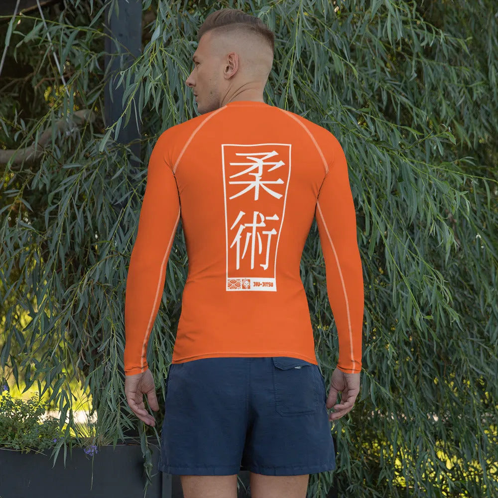 Mens Long Sleeve BJJ Rash Guard - Jiu-Jitsu 015 - Flamingo