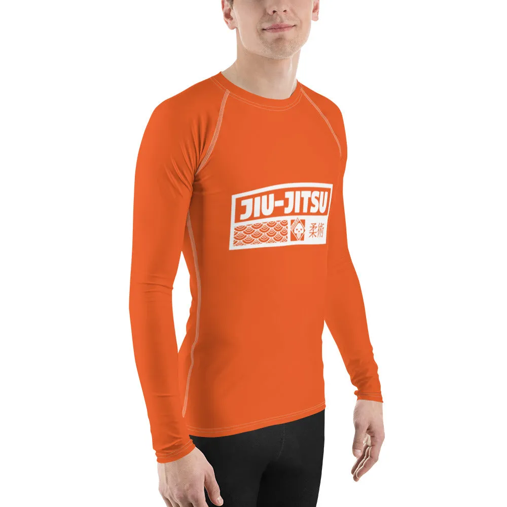 Mens Long Sleeve BJJ Rash Guard - Jiu-Jitsu 015 - Flamingo