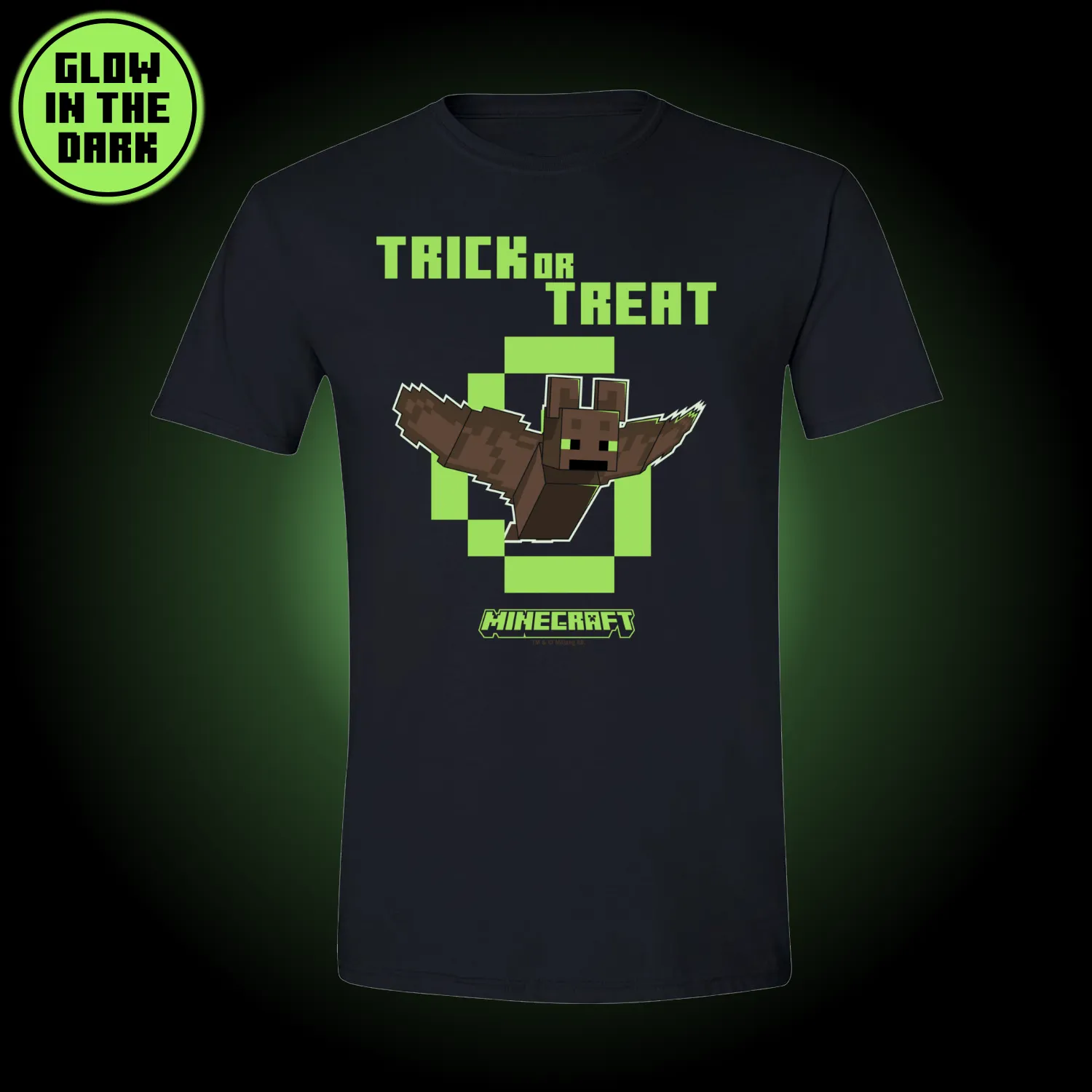 Minecraft Bat Trick or Treat Glow in the Dark Adult T-Shirt