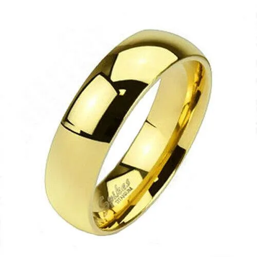 MRoyale™ Men's Solid Titanium 6/8mm Gold Plated Wedding Band Ring