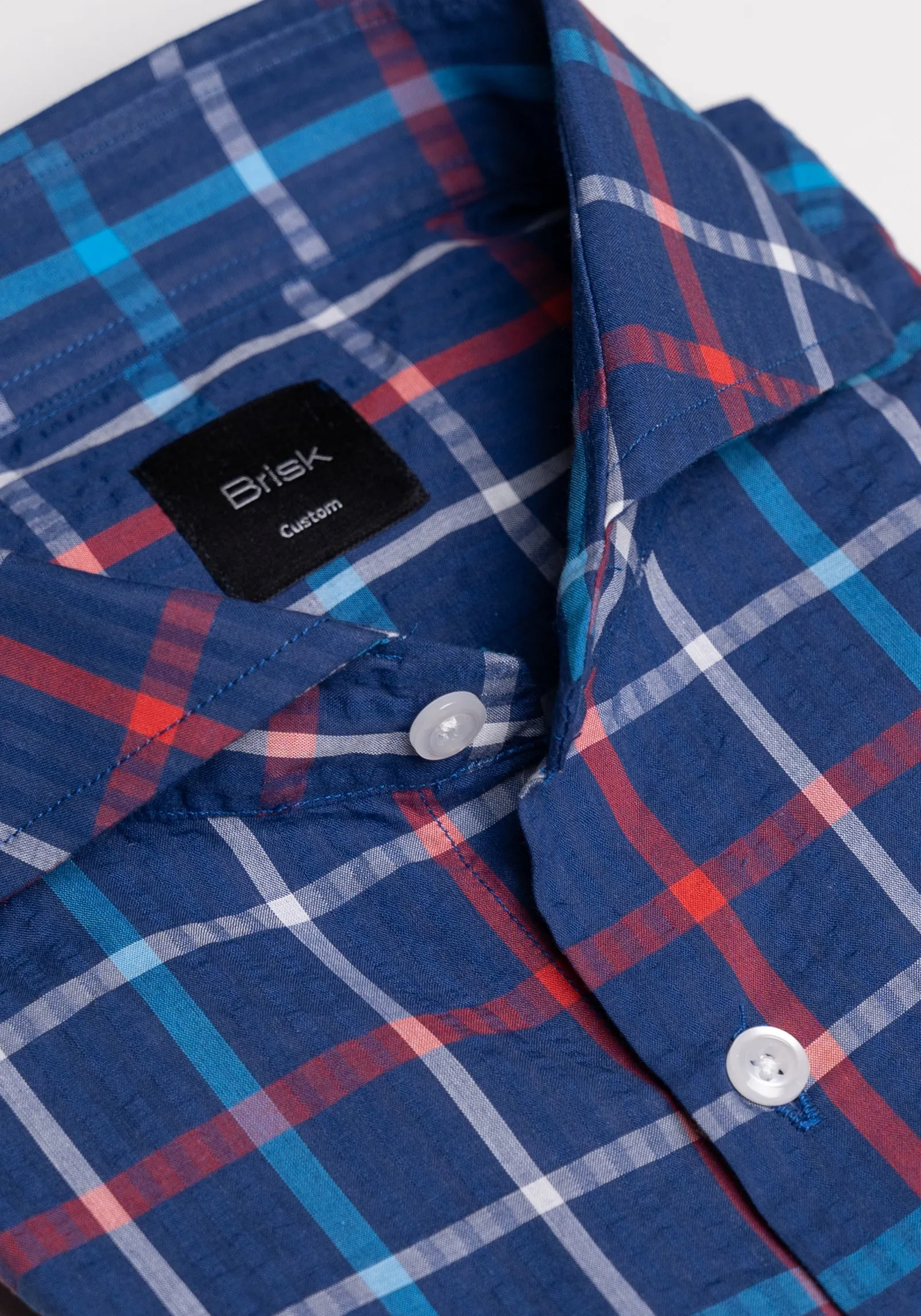 Multi Blue Checkered Seersucker Shirt