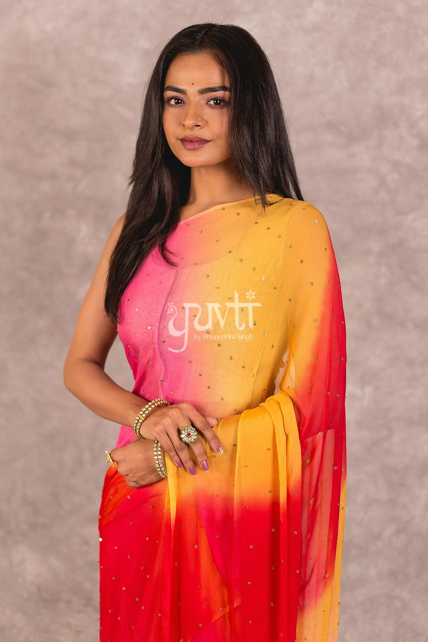 Multi colour Chiffon Saree