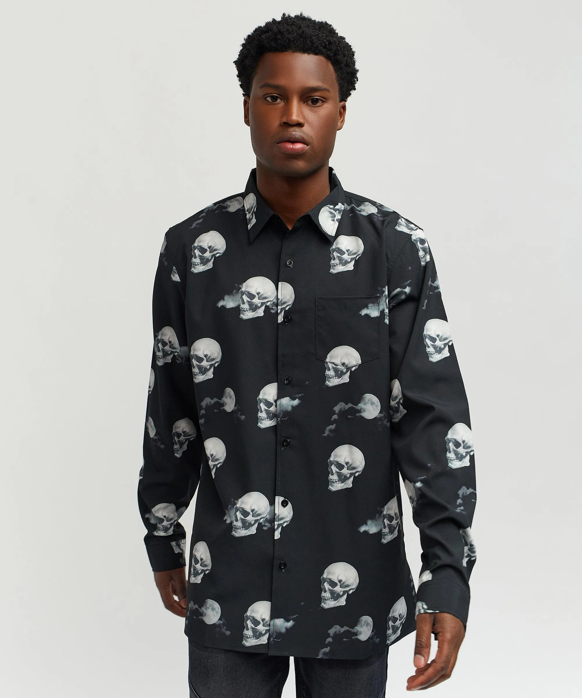 Nightvision Allover Print Viscose Woven Long Sleeve Shirt