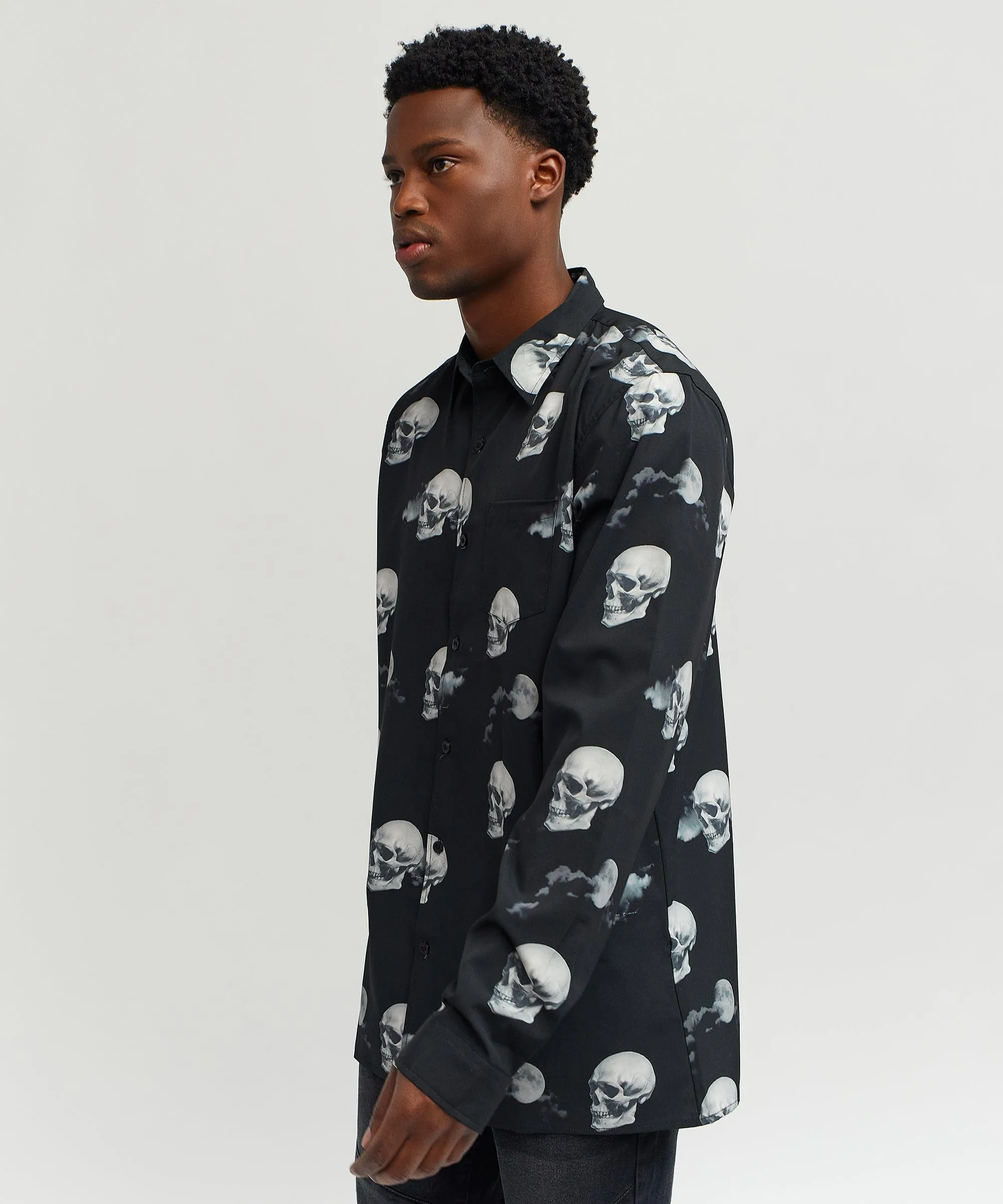 Nightvision Allover Print Viscose Woven Long Sleeve Shirt