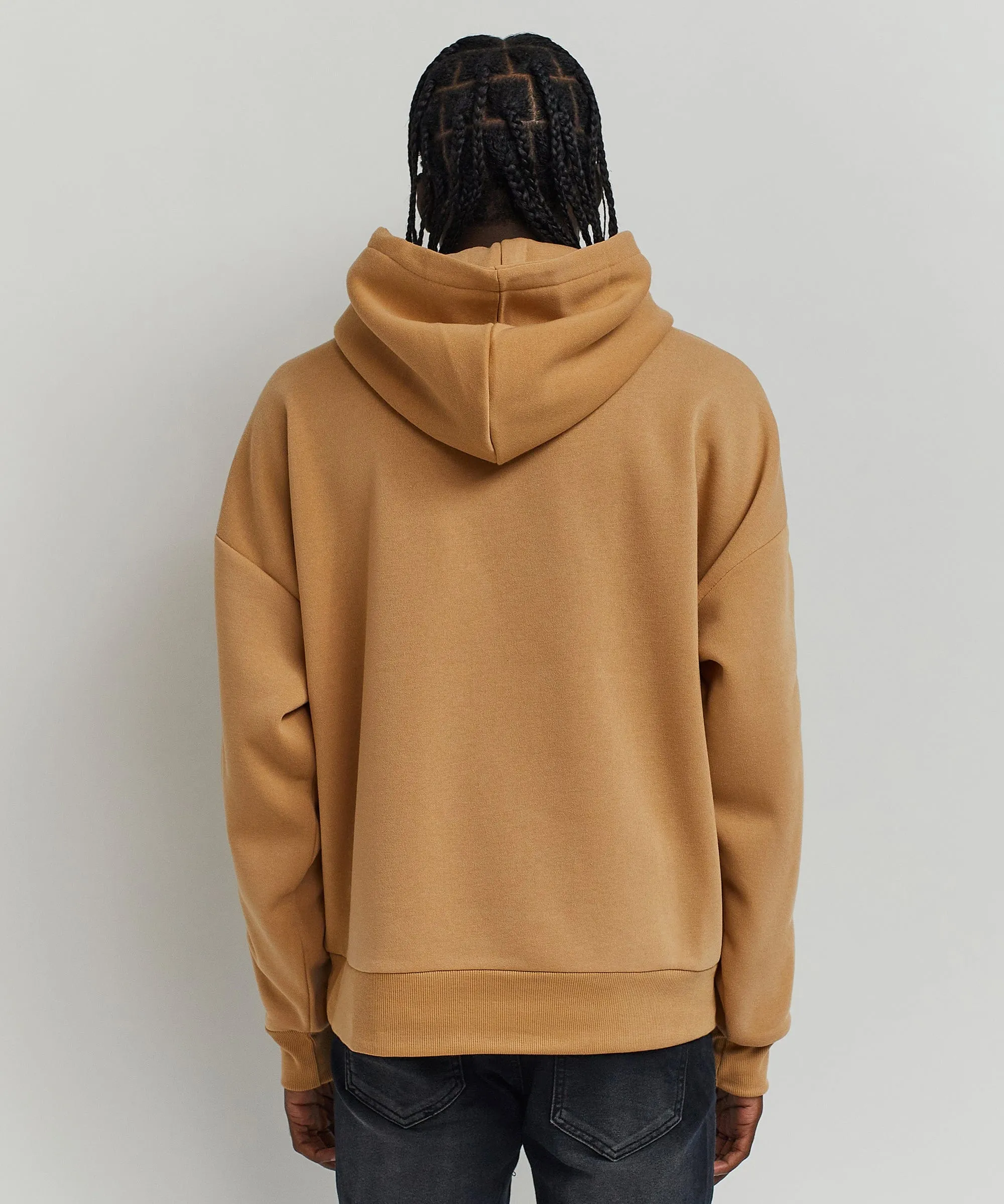 Oversized Fearless Tape Trip Hoodie - Khaki