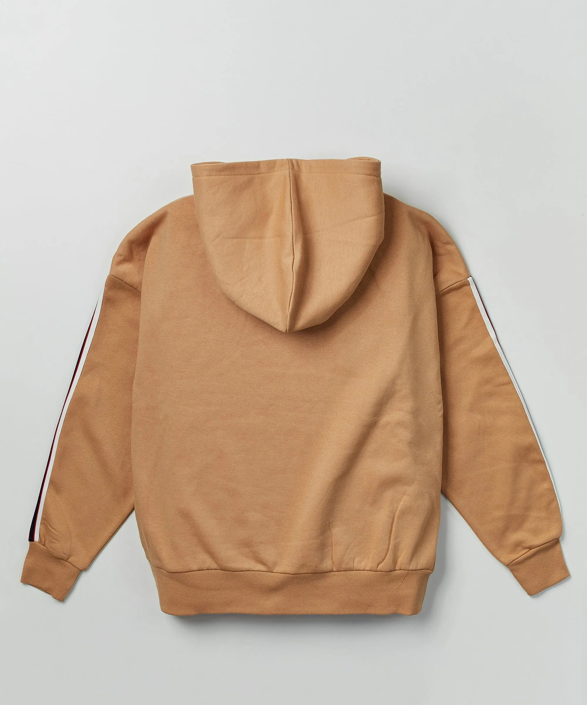 Oversized Fearless Tape Trip Hoodie - Khaki