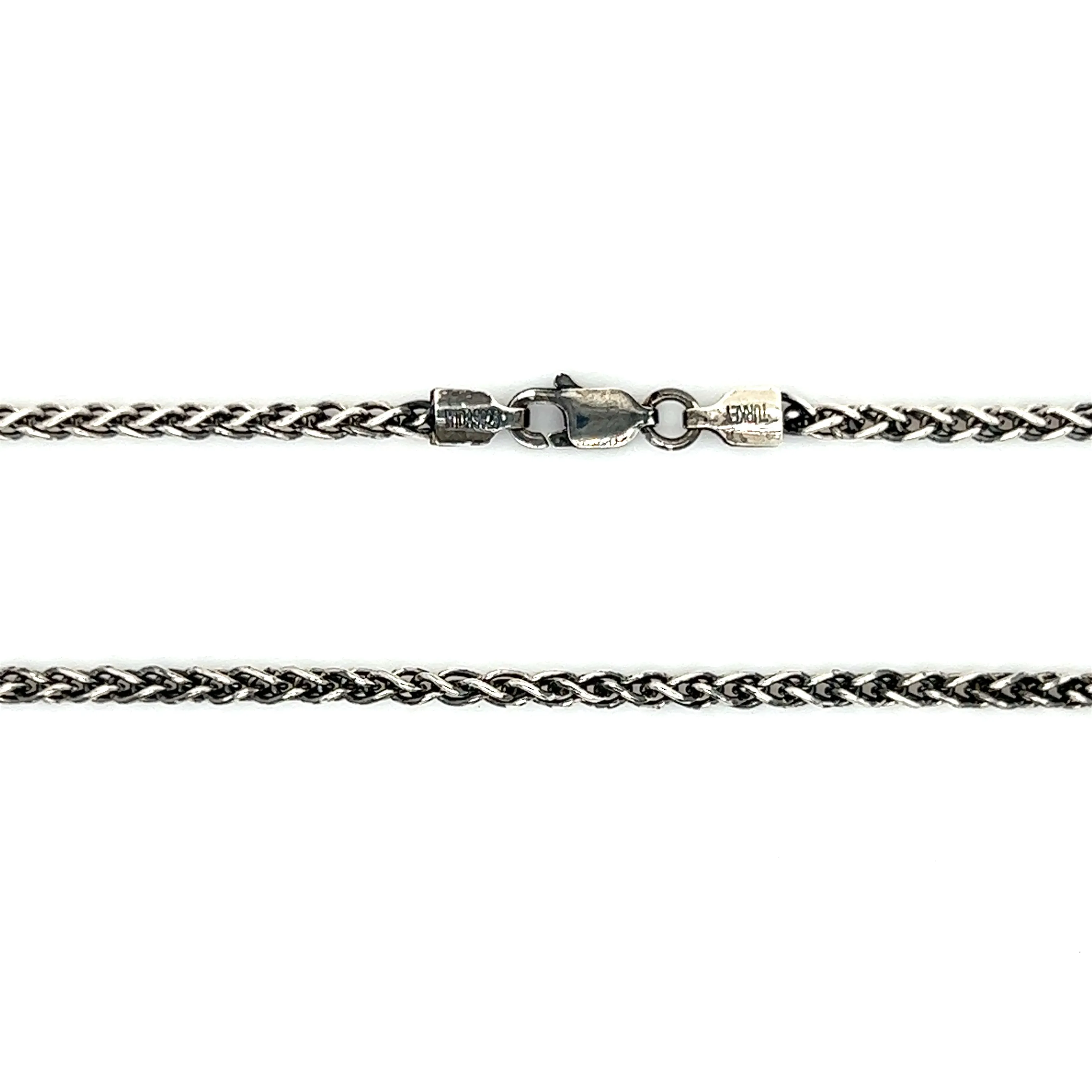 Oxidized Wheat Chain 2.25mm with 20in of Length in Sterling Silver