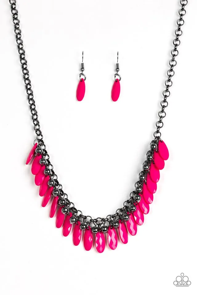 Paparazzi Accessories  - Jersey Shore #N221 Box 3 - Pink Necklace