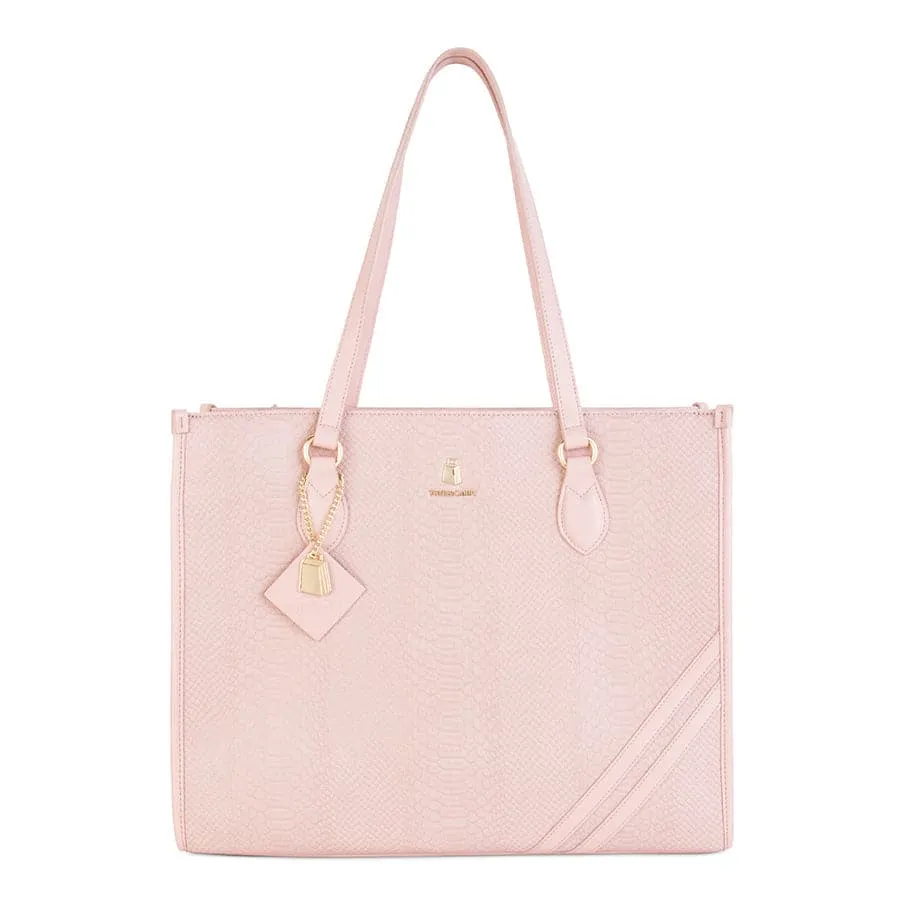 Pink Apollo 1 Faux Snakeskin Tote Bag