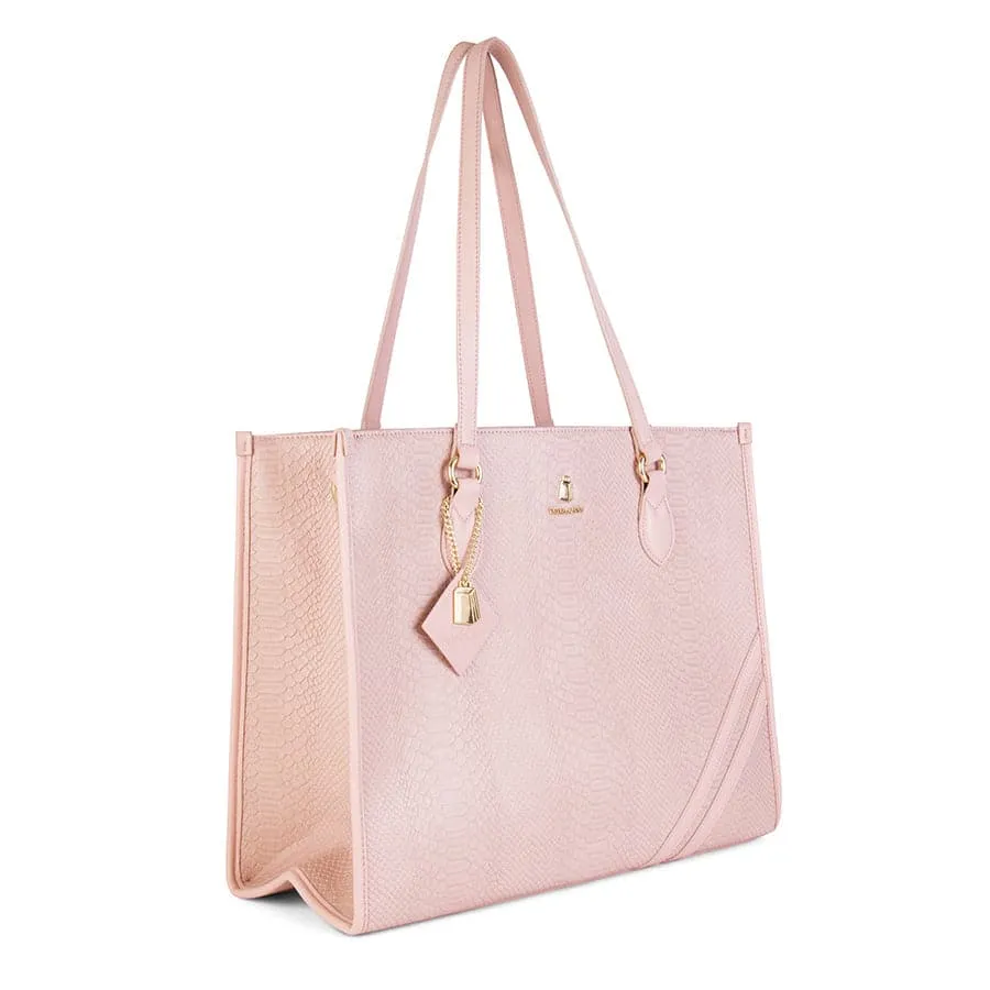 Pink Apollo 1 Faux Snakeskin Tote Bag