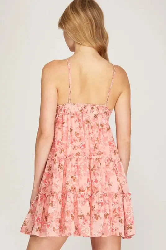 Pink Mini Dress Floral - Bella Chic