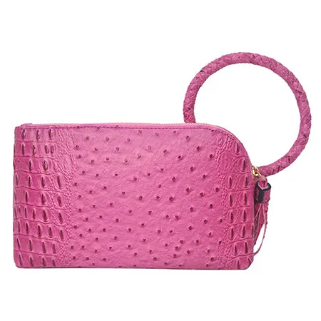 Pink NGIL Textured Fashion Faux Leather Mini Purse With Fringe Tassel