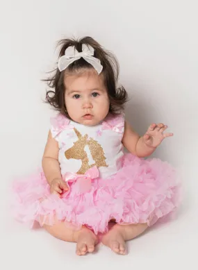 Popatu Baby Girls Unicorn Ruffle Dress for First Birthday