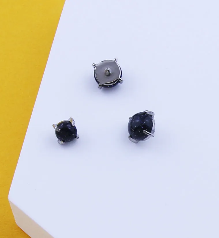 Prong Set Blue Sandstone Titanium Internally Threaded Top