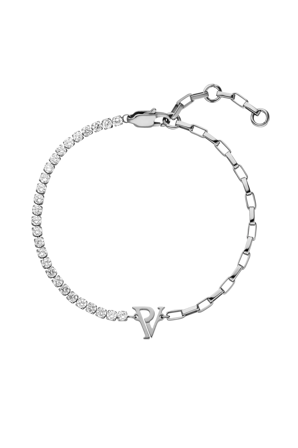 PV Tennis & Chain Bracelet Silver