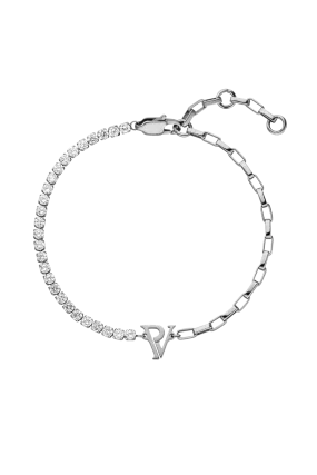 PV Tennis & Chain Bracelet Silver