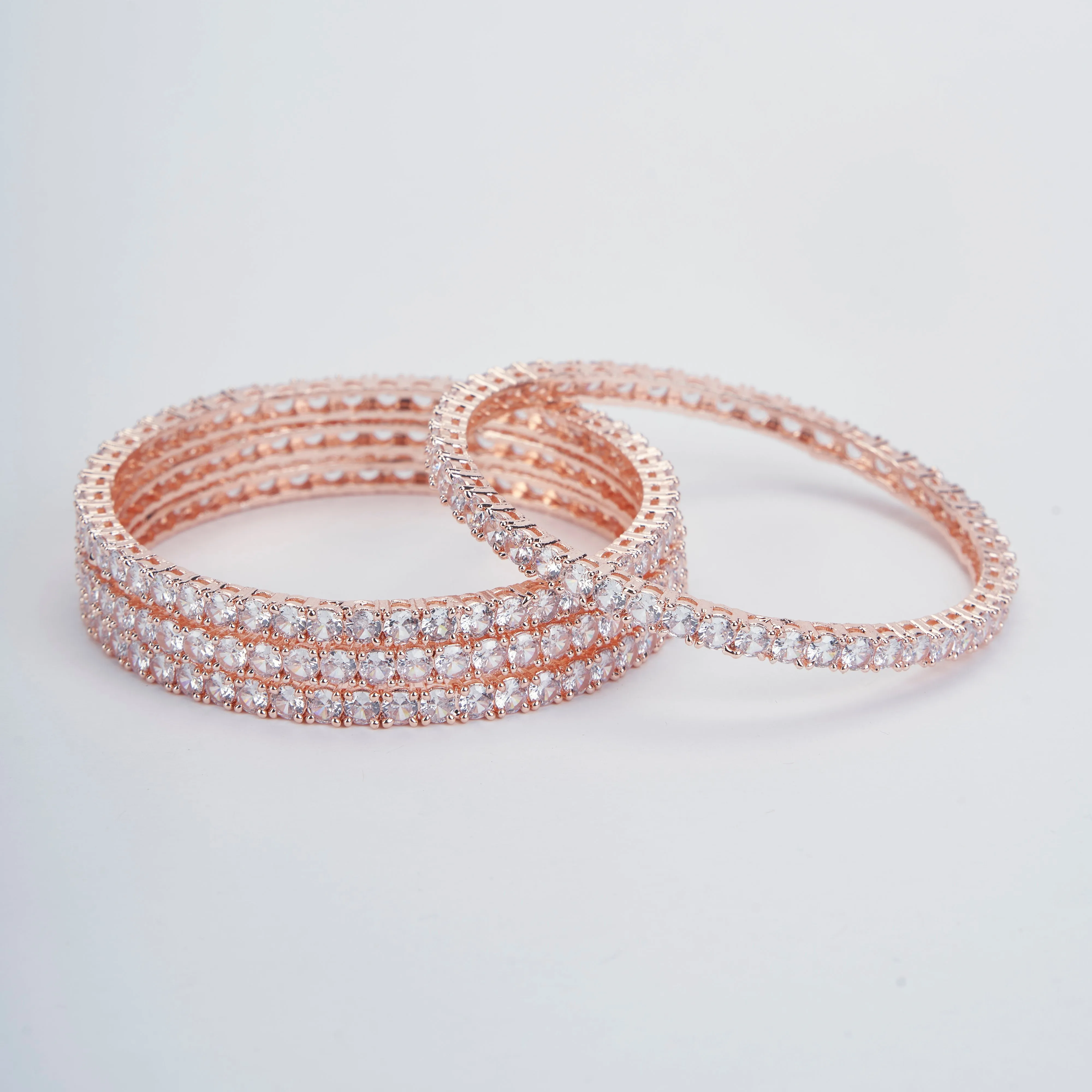 Radiant Rose Gold Bangles Set (Pack of 4)