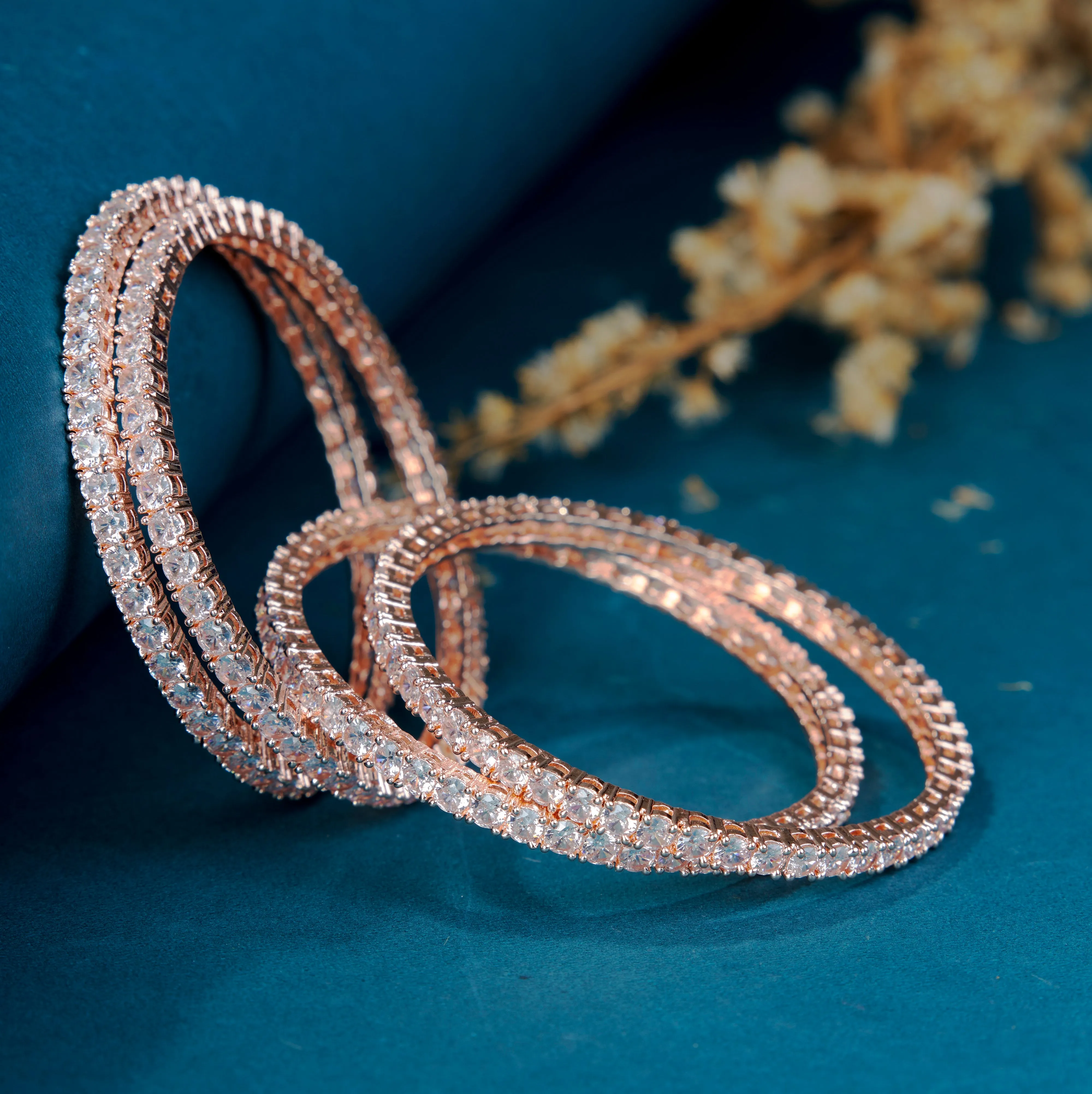 Radiant Rose Gold Bangles Set (Pack of 4)