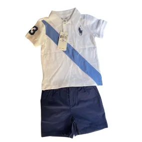 Ralph Lauren Blue & Classic White Short Set (24 months) | Brand New |