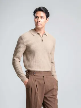 Raoul Knit - Beige Quarter-Zip