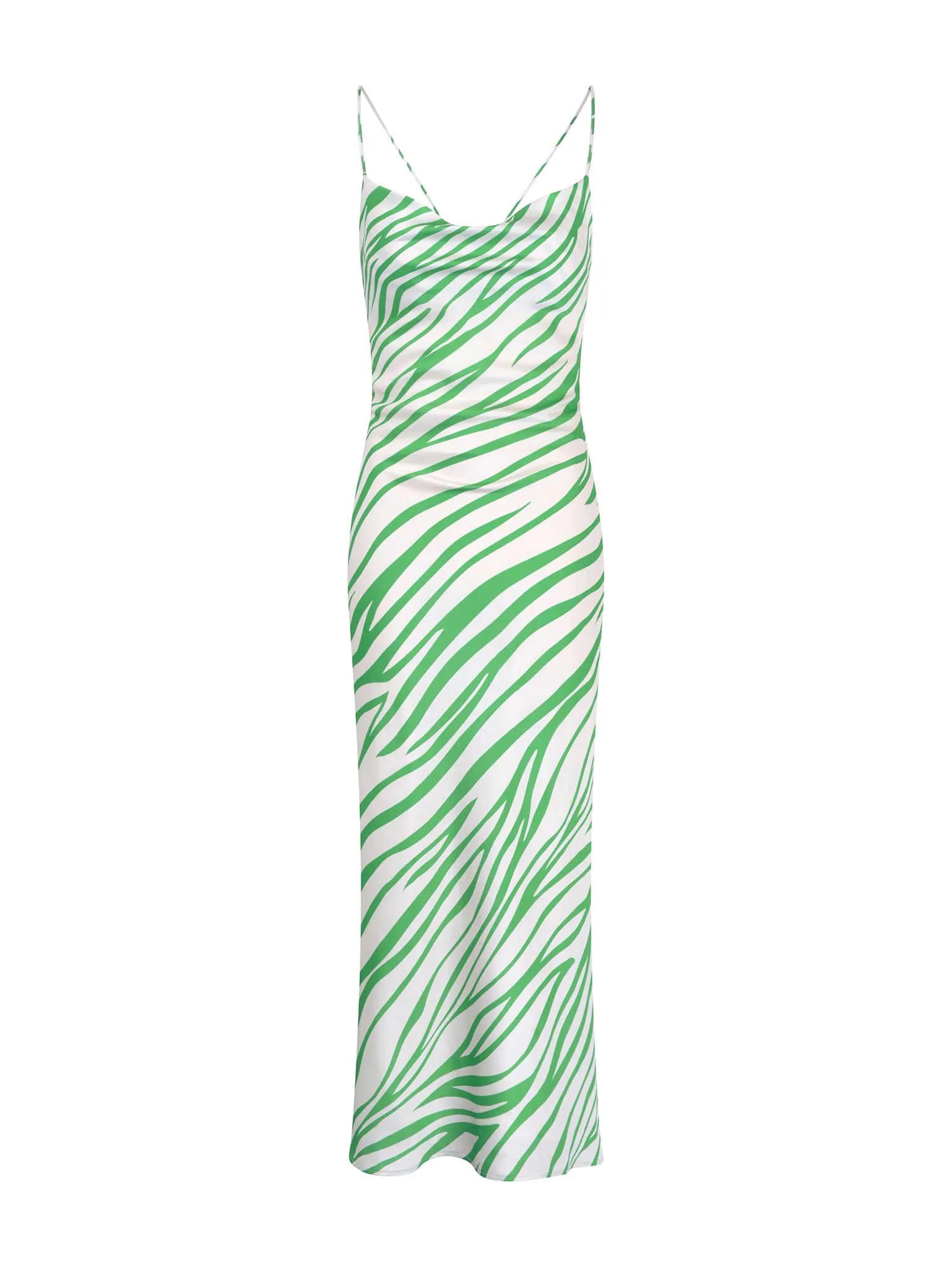 Riviera Midi Dress in Green & White Zebra