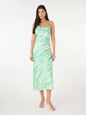 Riviera Midi Dress in Green & White Zebra