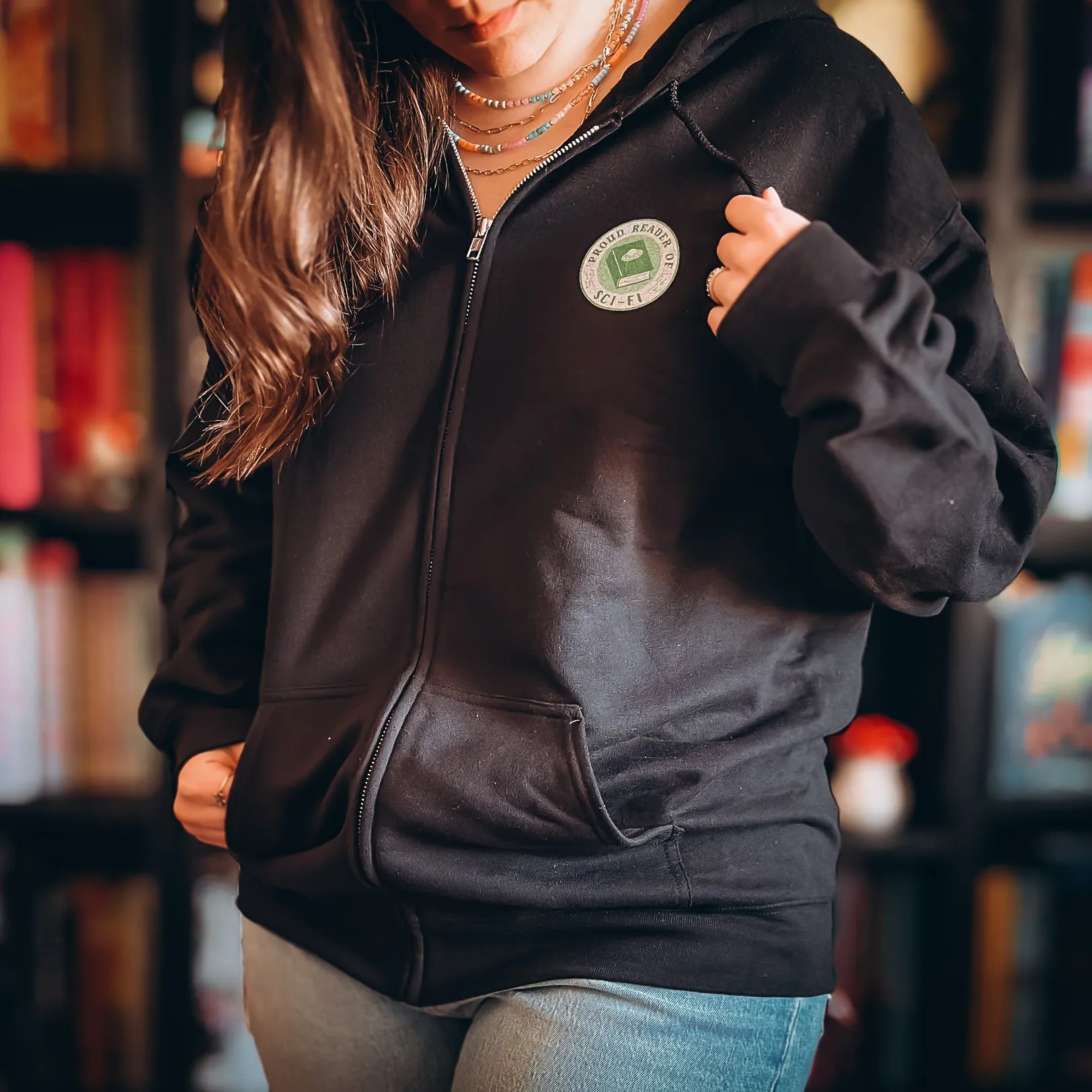 Sci-Fi Reader Zip Hoodie