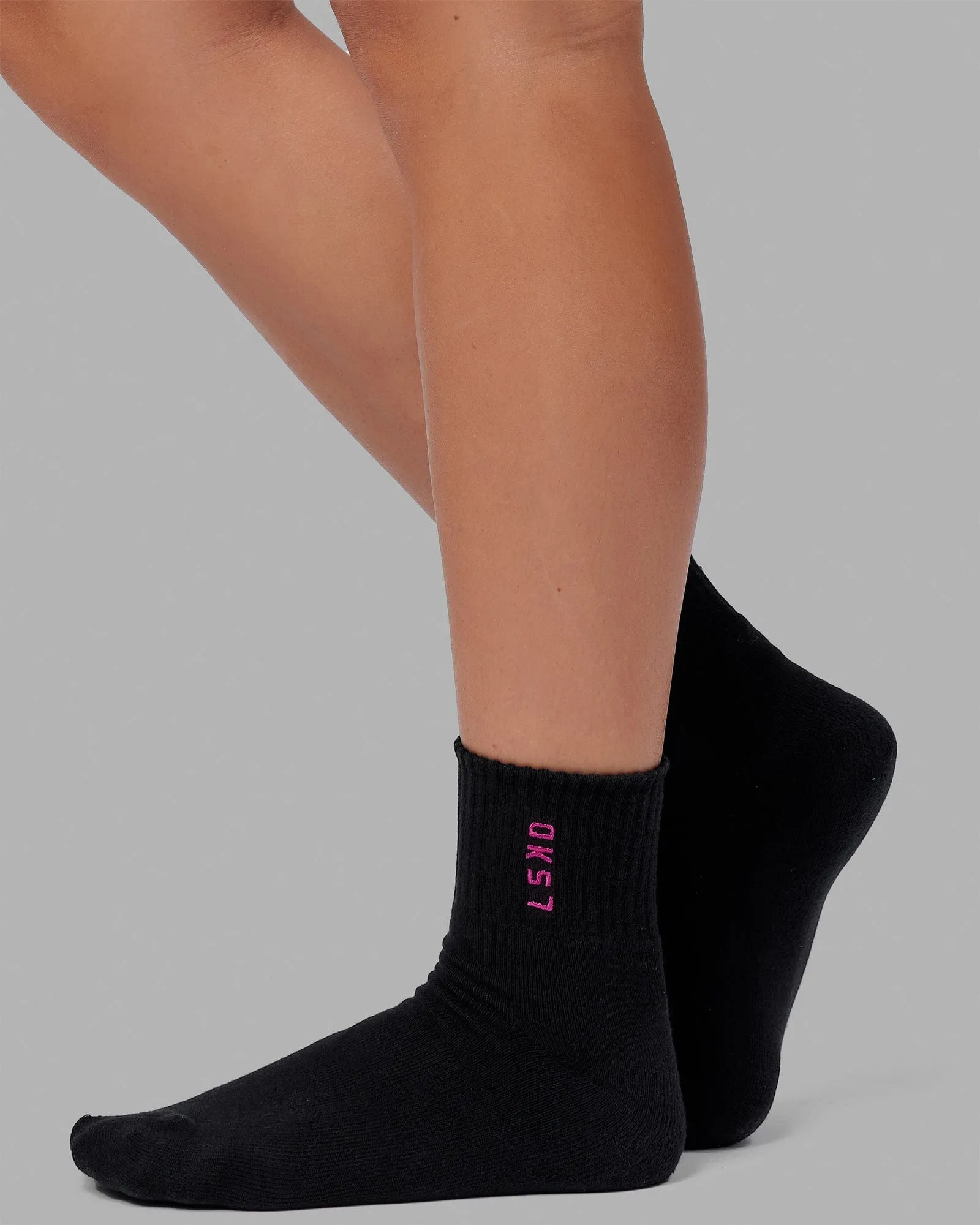 Signal 3 Pack Quarter Socks - Black-Turq-Tang-Pink