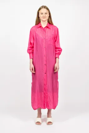 Silk Shirt Dress Fuchsia