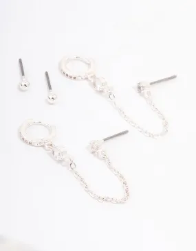 Silver Plated Cubic Zirconia Pave Earring Pack