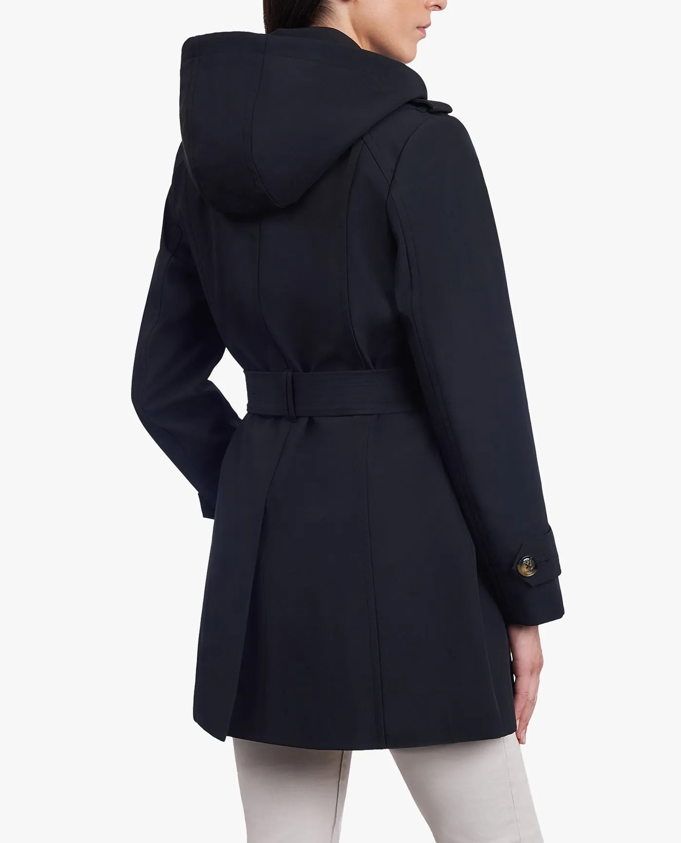 SINGLE BREASTED HOODED TRENCH COAT WITH WAIST BELT