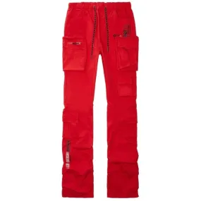 Smoke Rise Cargo Stacked Windbreaker Utility Pants (Red) WP23586