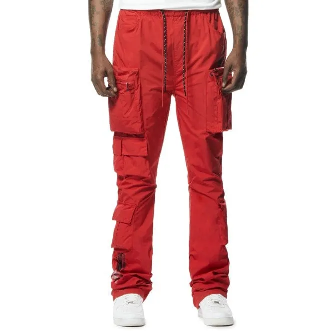 Smoke Rise Cargo Stacked Windbreaker Utility Pants (Red) WP23586