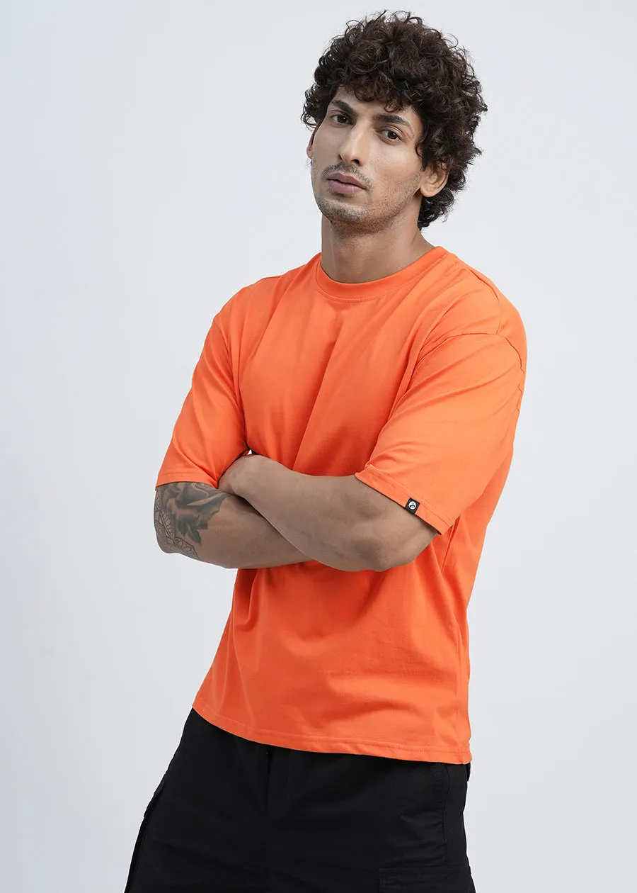 Solid Men Oversized T-Shirt - Orange