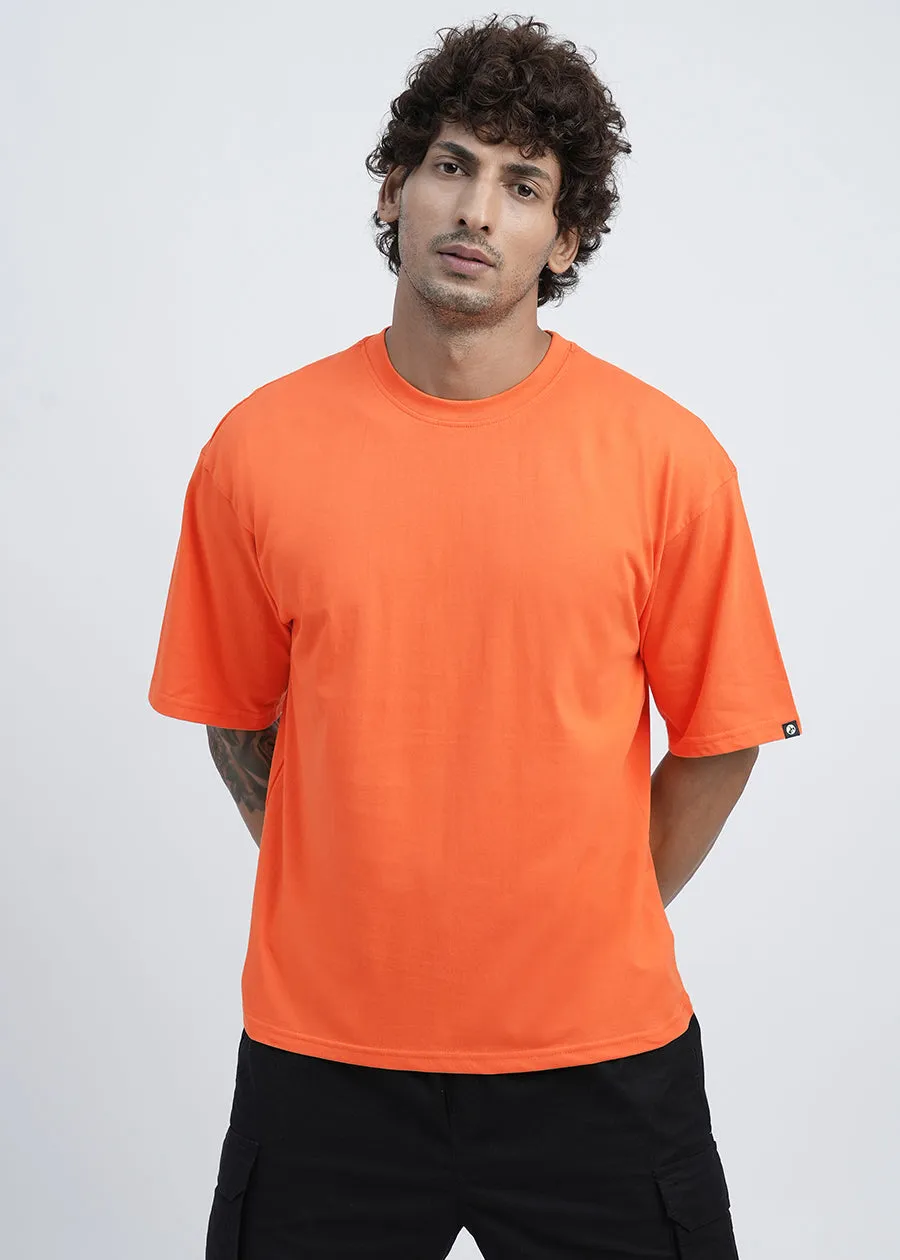 Solid Men Oversized T-Shirt - Orange