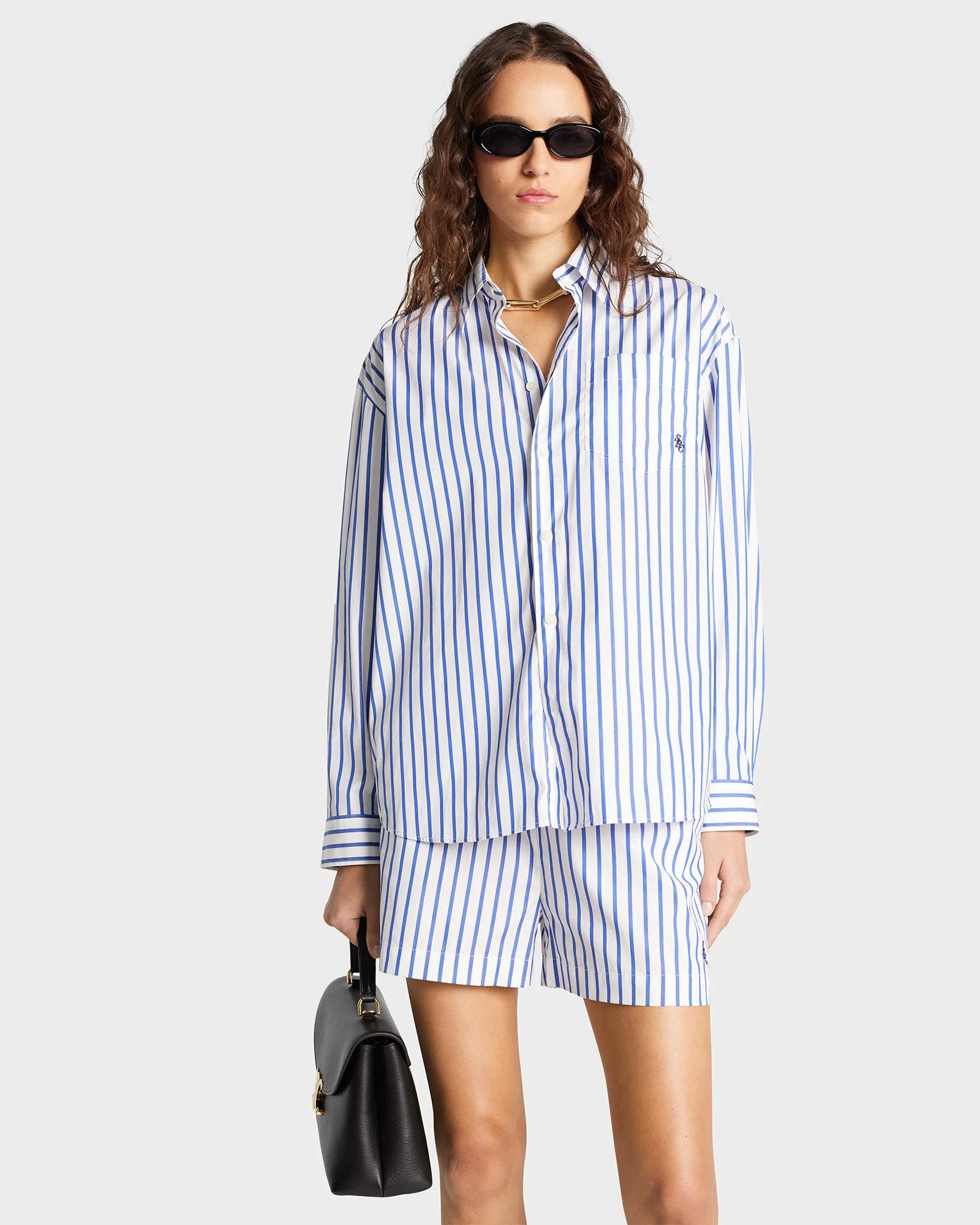 SRC Oversized Shirt - Navy Striped