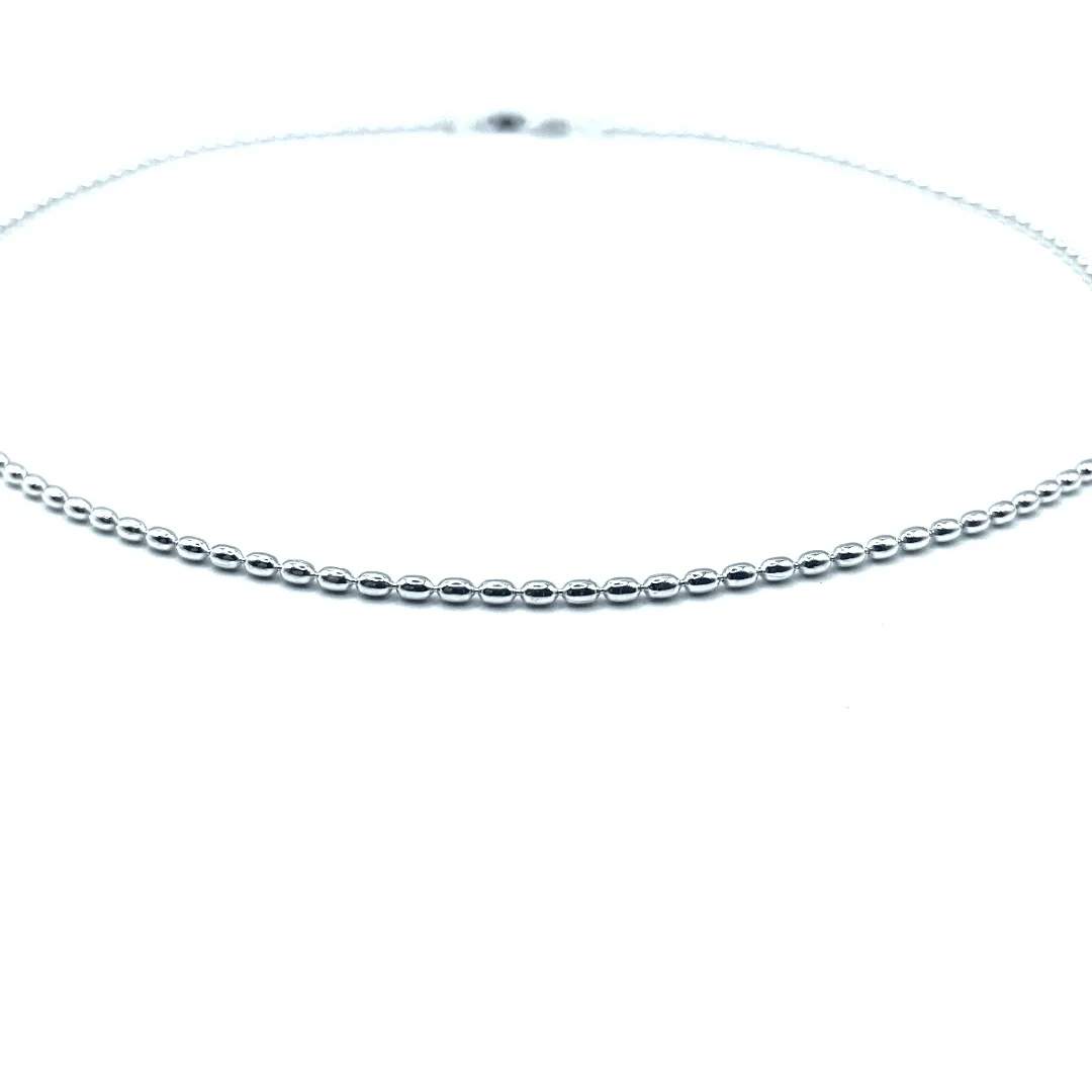 Sterling Silver 16" Oval Pattern Necklace - Waterproof!