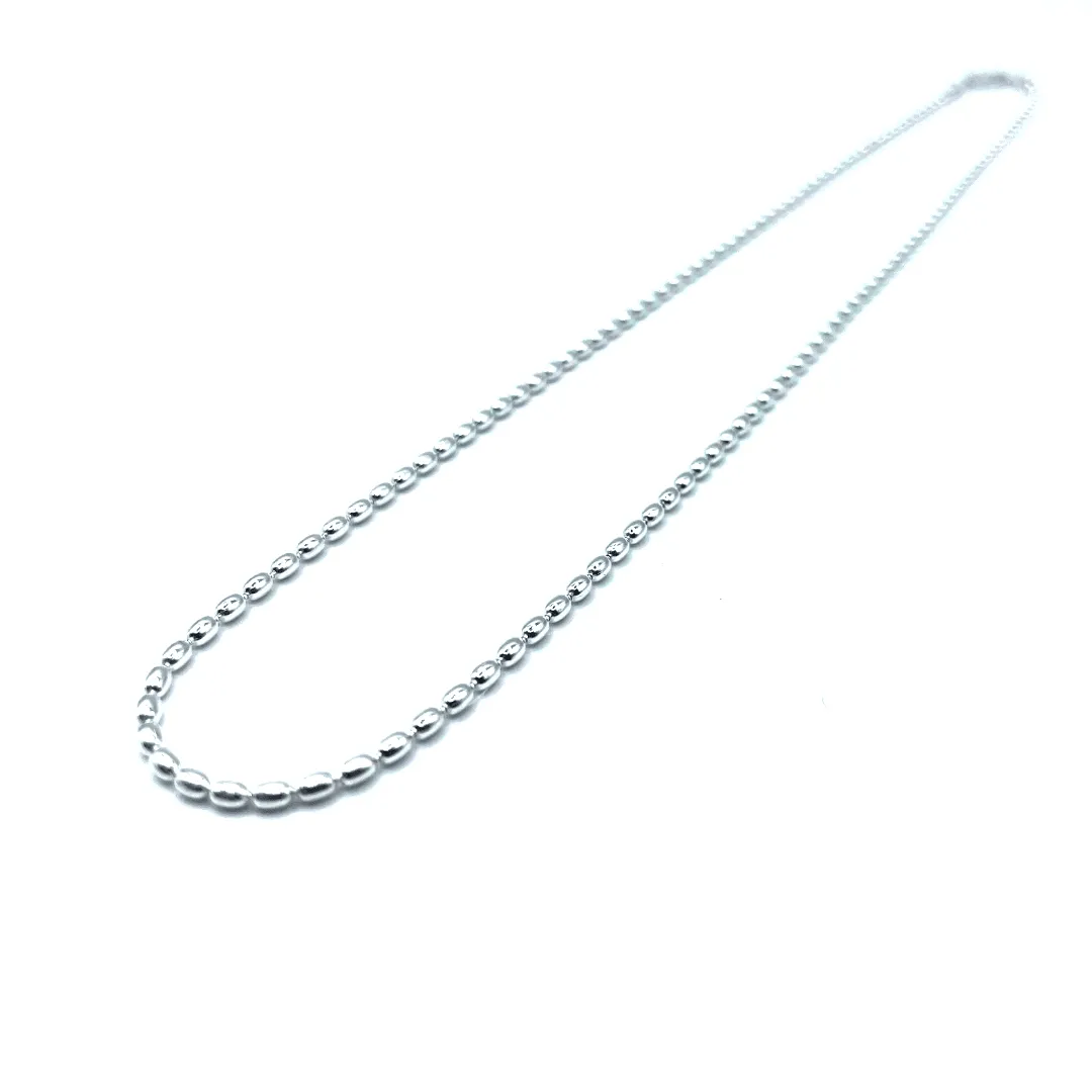 Sterling Silver 16" Oval Pattern Necklace - Waterproof!