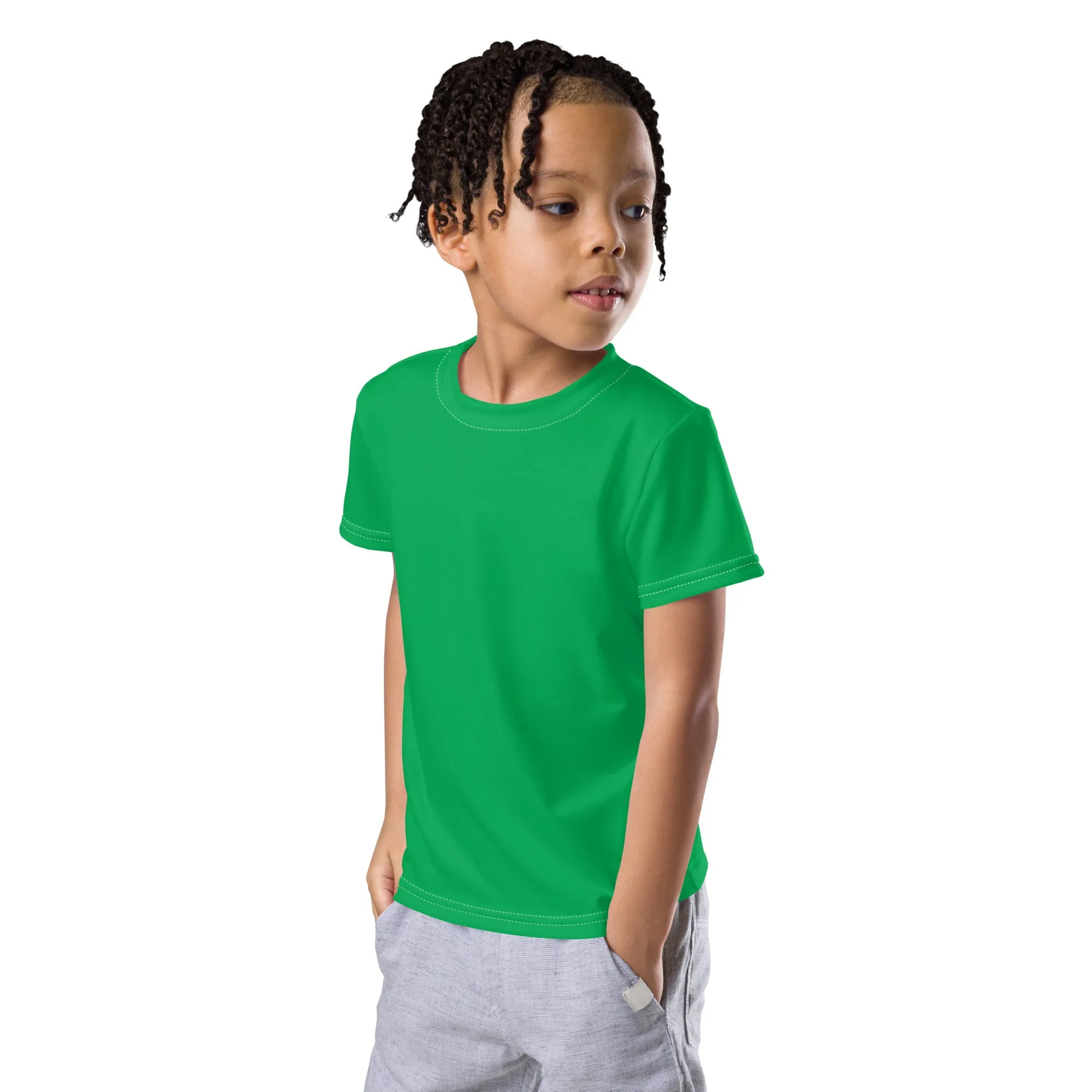 Summer Splash Companion: Boys' Short Sleeve Solid Color Rash Guard - Jade