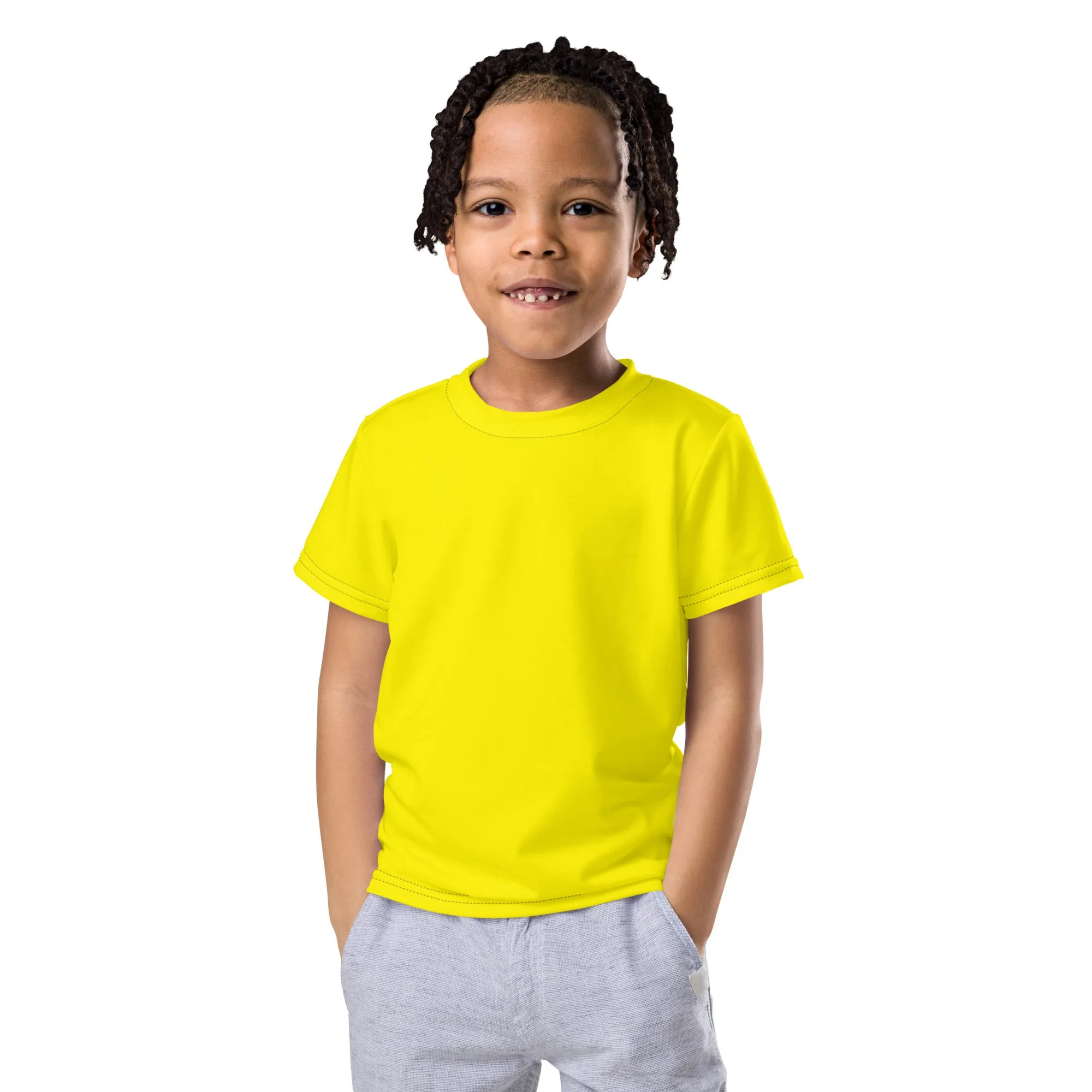 Summer Wardrobe Essential: Boys' Short Sleeve Solid Color Rash Guard - Golden Sun