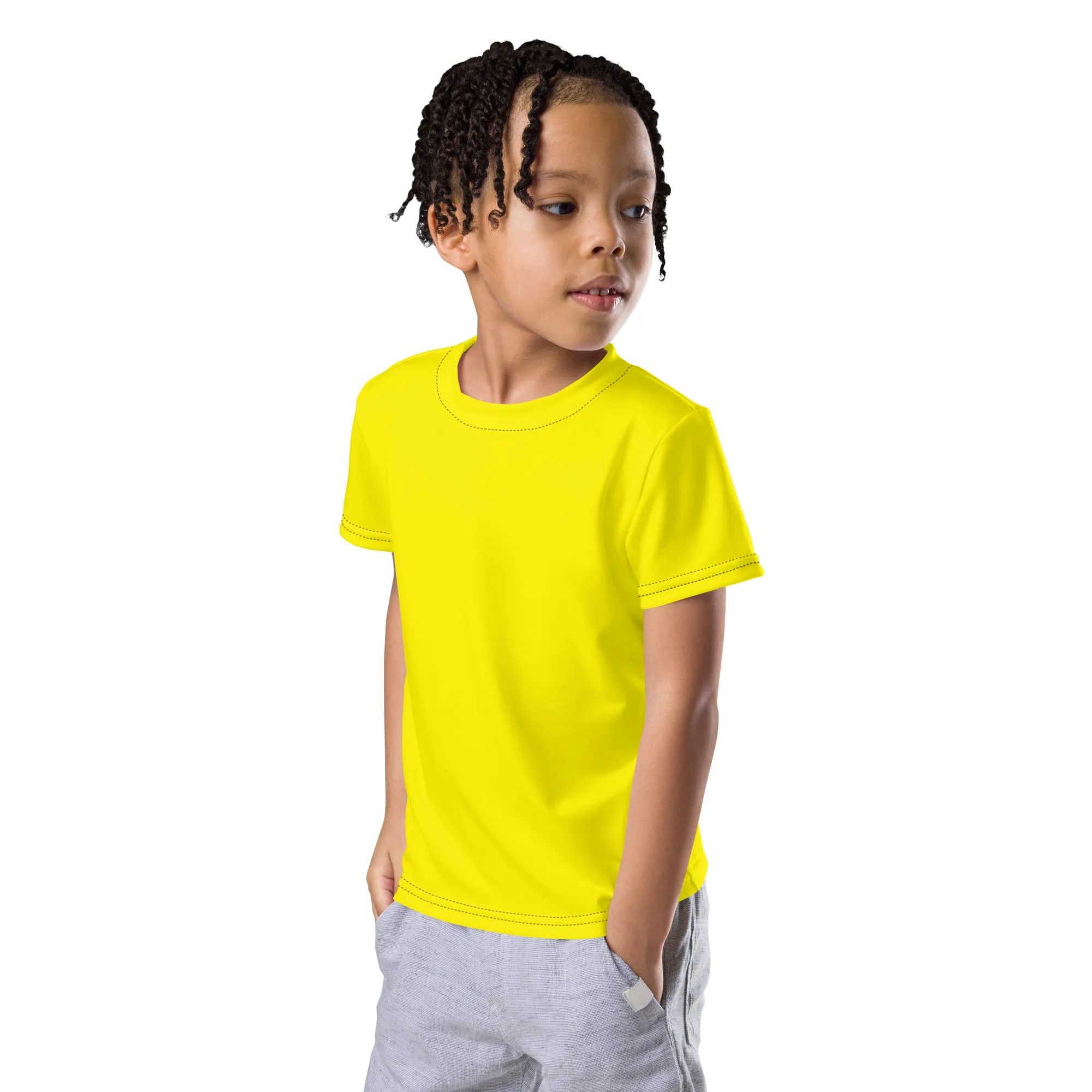 Summer Wardrobe Essential: Boys' Short Sleeve Solid Color Rash Guard - Golden Sun