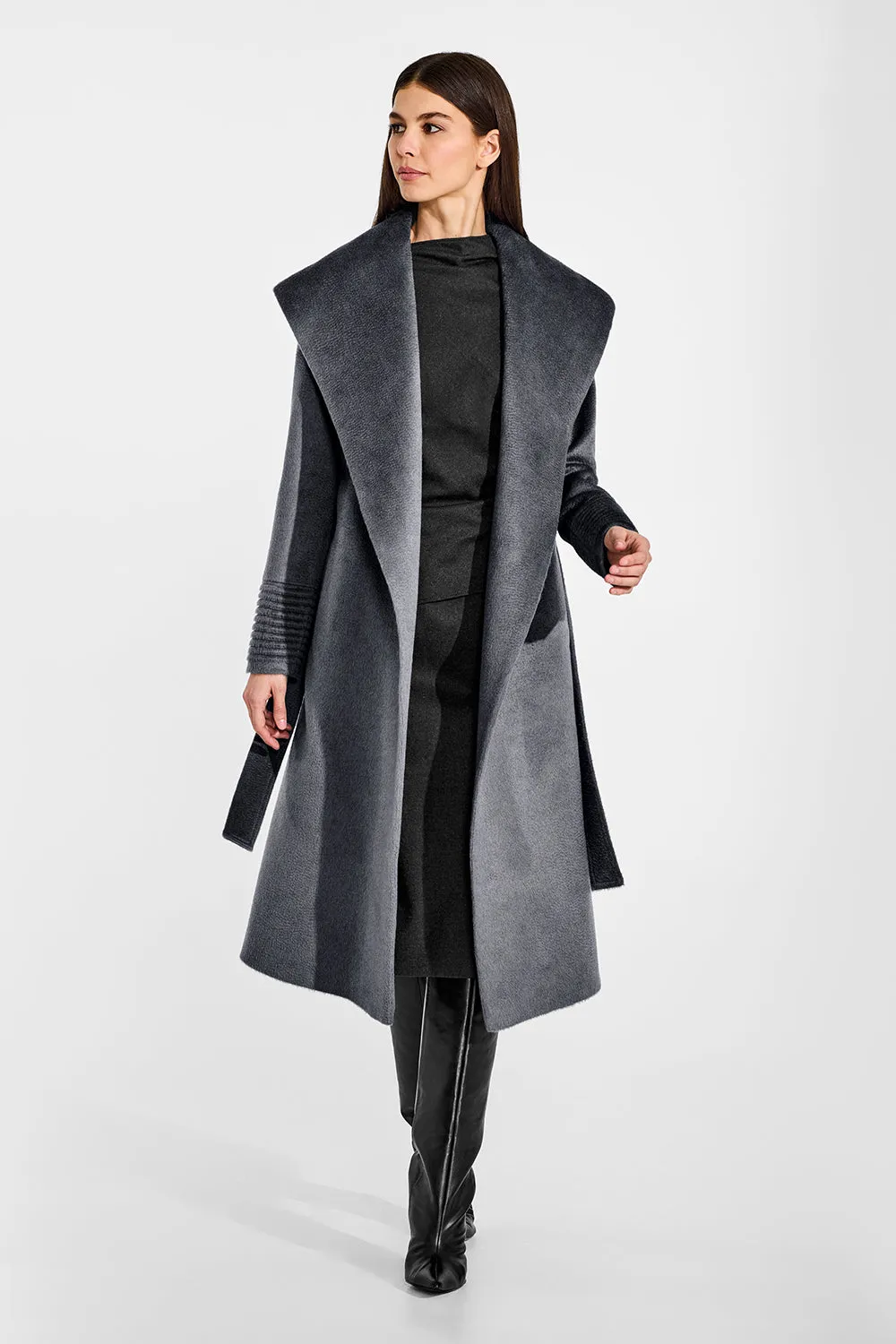 Suri Alpaca Long Shawl Collar Wrap Coat