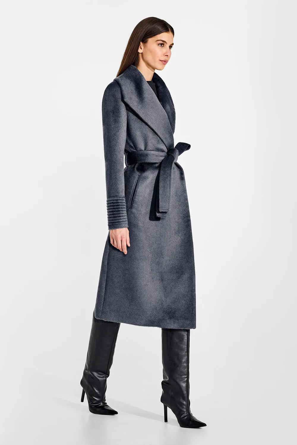 Suri Alpaca Long Shawl Collar Wrap Coat