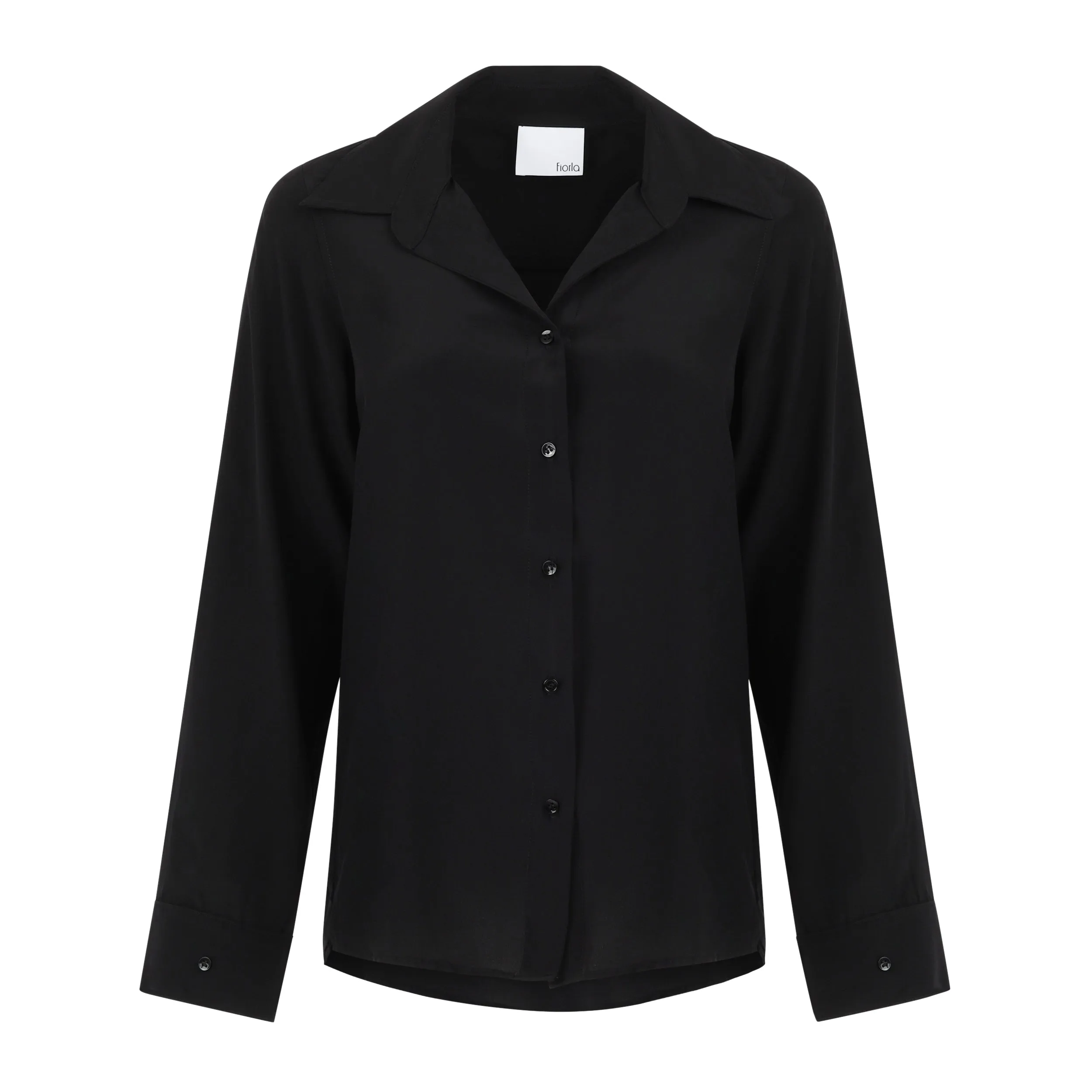 The Gemma Silk Button Down - Black