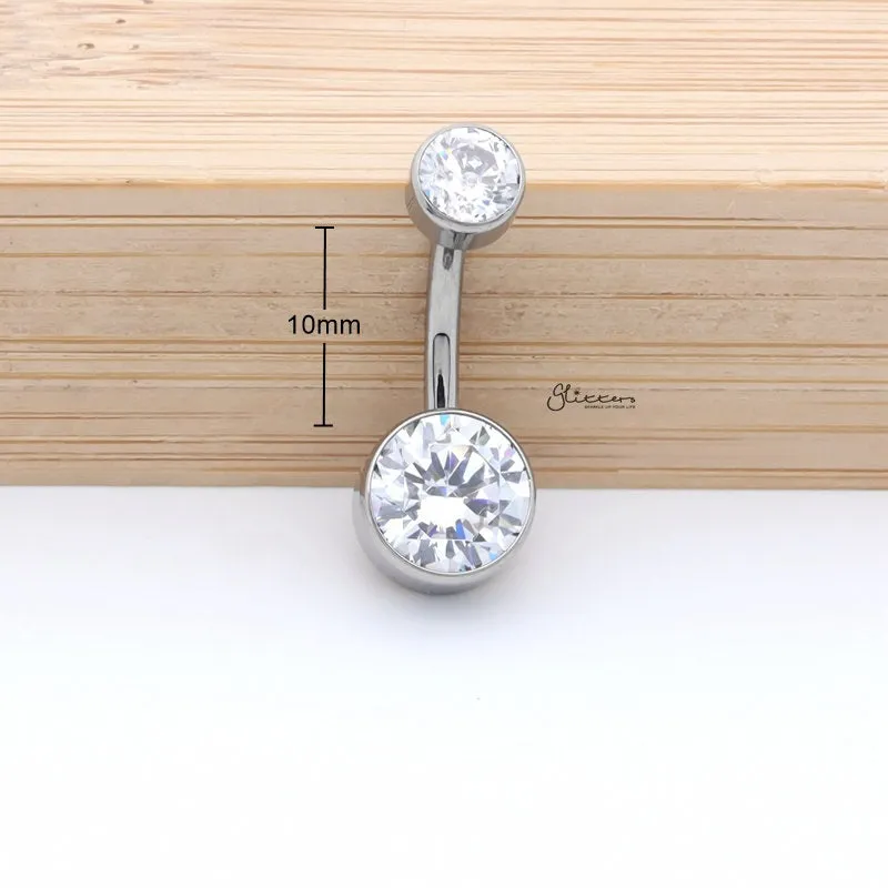 Titanium Double CZ Belly Button Ring - Clear