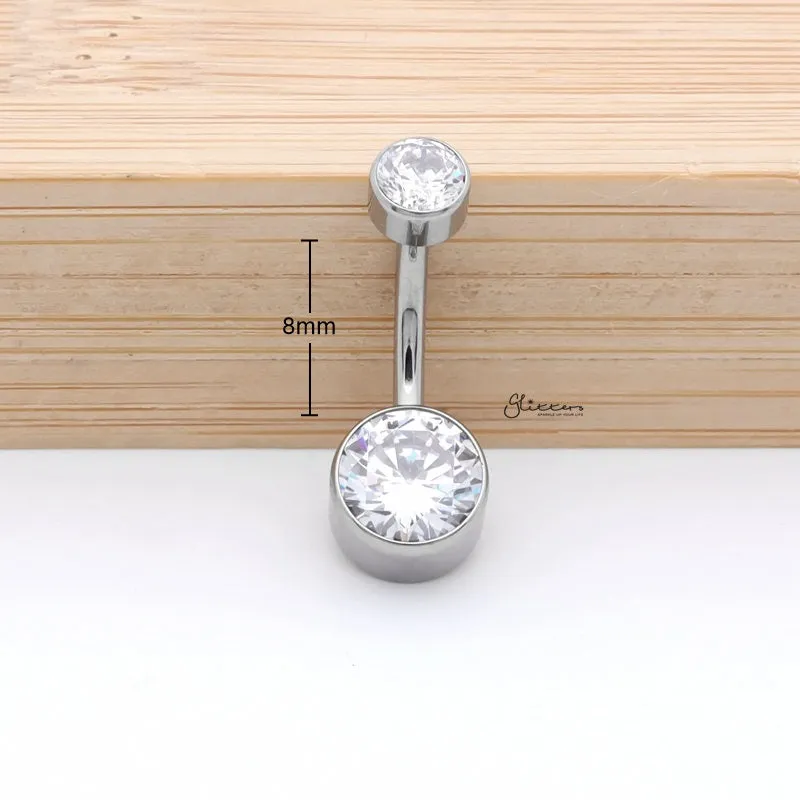 Titanium Double CZ Belly Button Ring - Clear