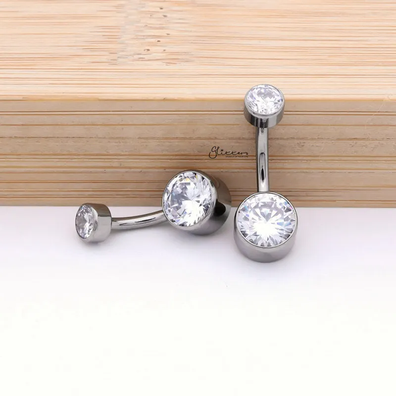 Titanium Double CZ Belly Button Ring - Clear