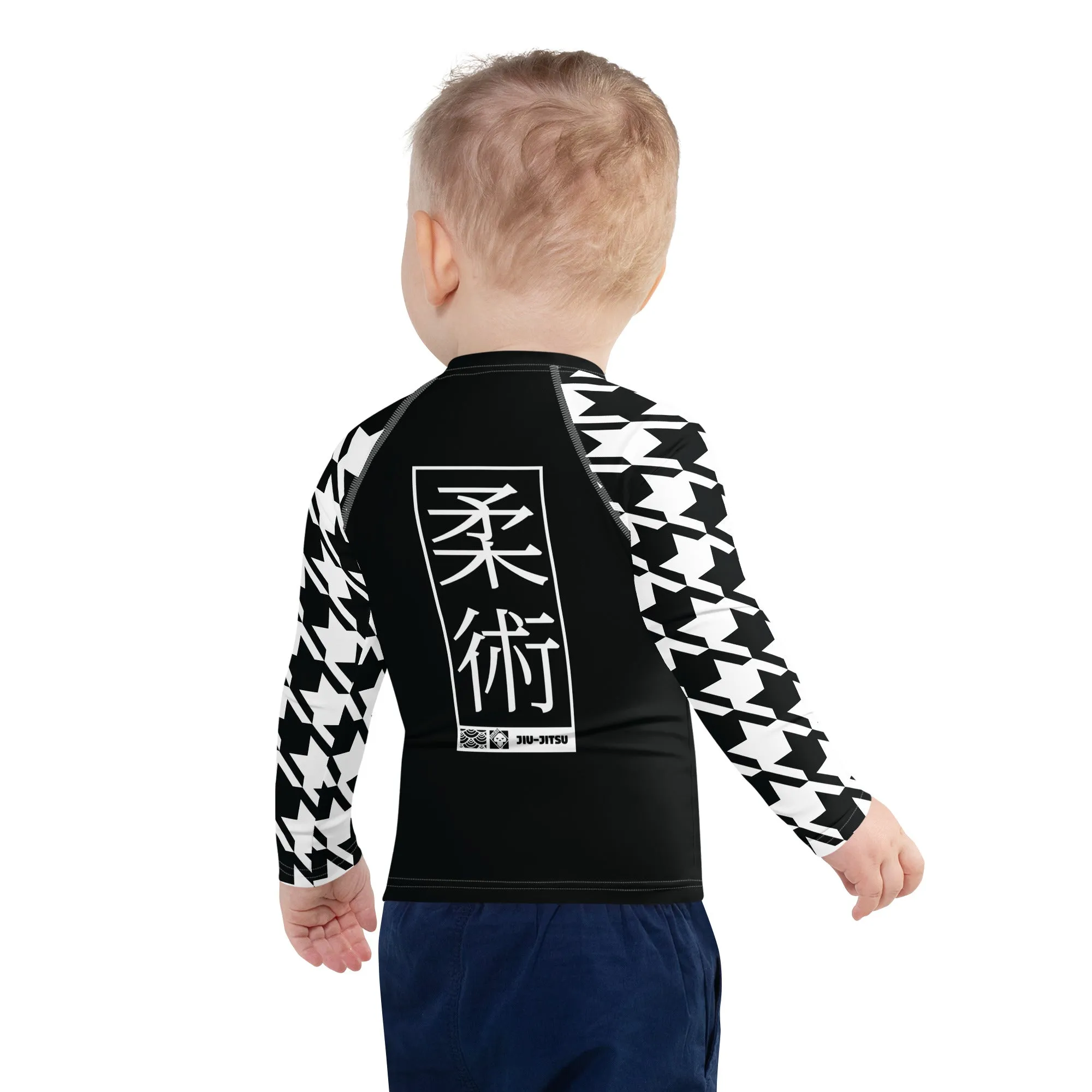 Train in Style: Boy's Houndstooth BJJ Rash Guard - Long Sleeve