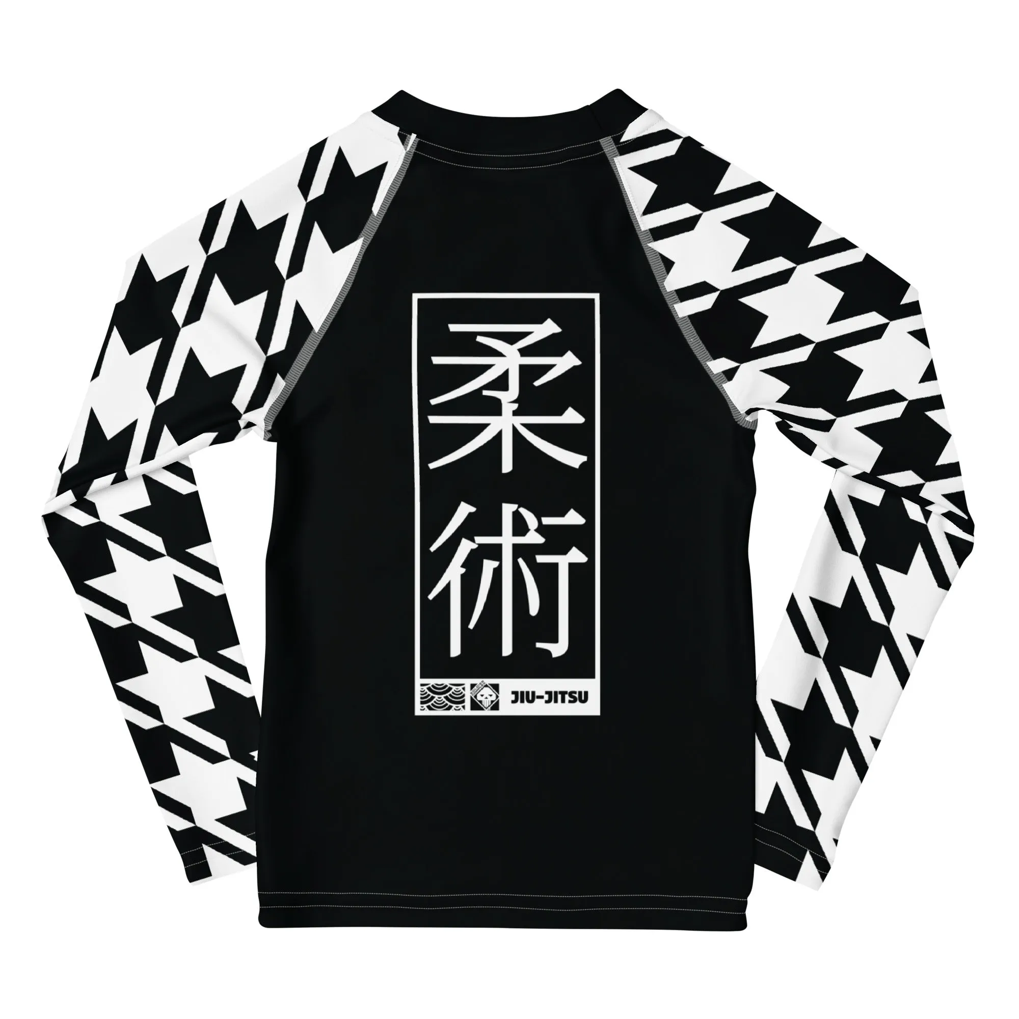 Train in Style: Boy's Houndstooth BJJ Rash Guard - Long Sleeve