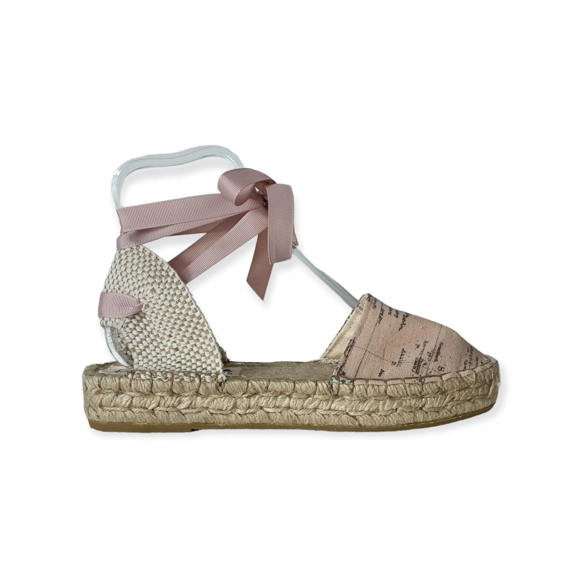 Wedding Espadrilles  - World Map Print - Pink - Double Sole